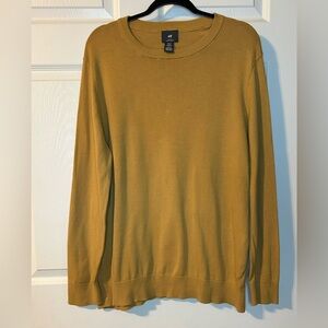 H&M Yellow Crewneck Sweater Fine-Knit Casual